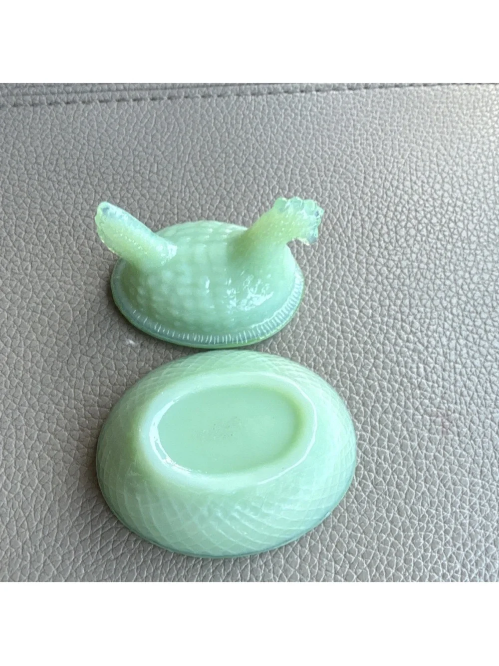 2.5” Mini Hen On Nest Jadeite Green Glass